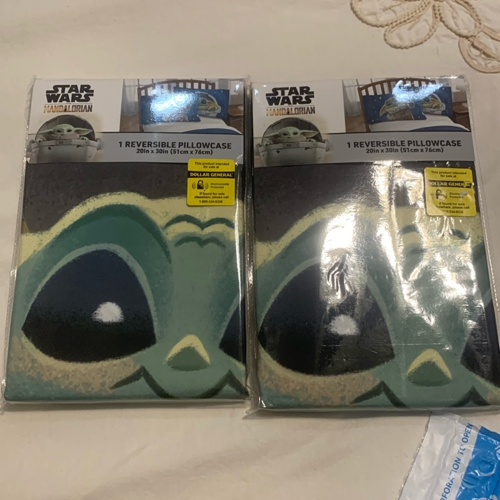 2 Disney Star Wars Mandalorian Reversible Pillowcases 20” X 30” New in Package